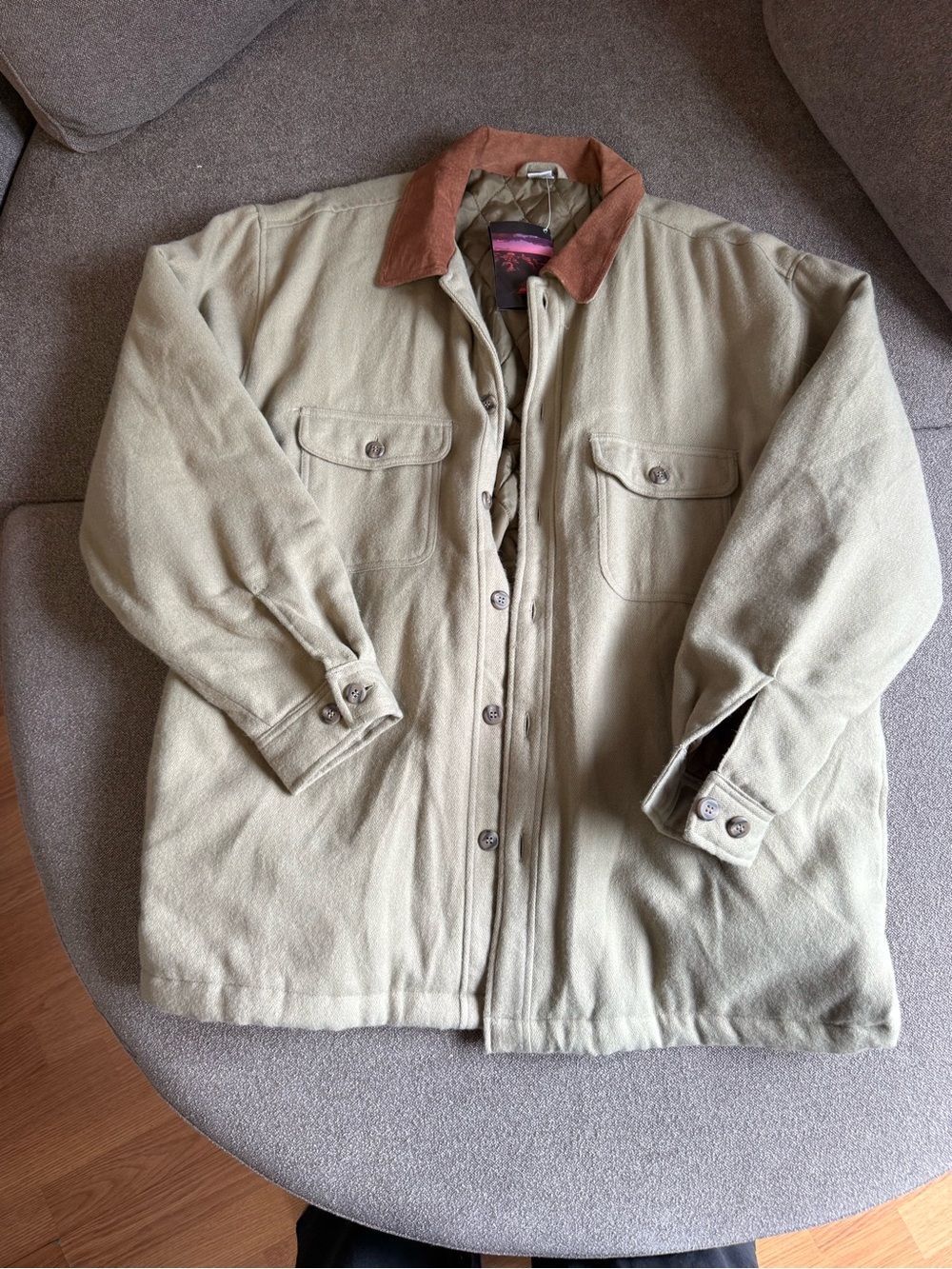 Marlboro Beige Field Jacket with Brown Corduroy Collar